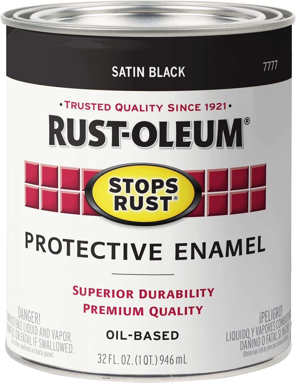 7777502-2PK Stops Rust Brush on Paint, Quart, Satin Black, 2 Pack