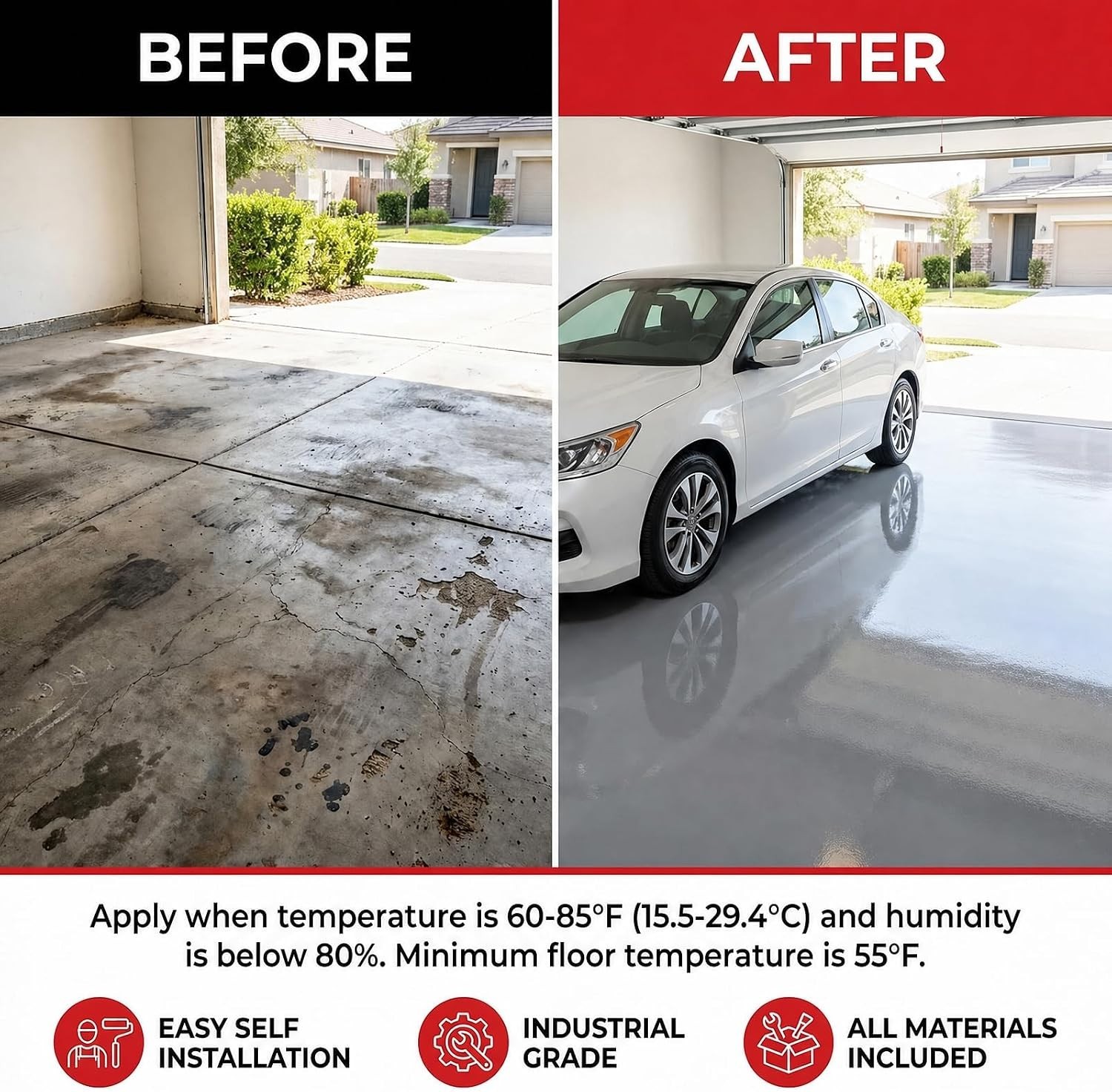 2K Garage Floor Epoxy Kit Light Gray High Gloss Concrete Coating Paint 70 Fl Oz