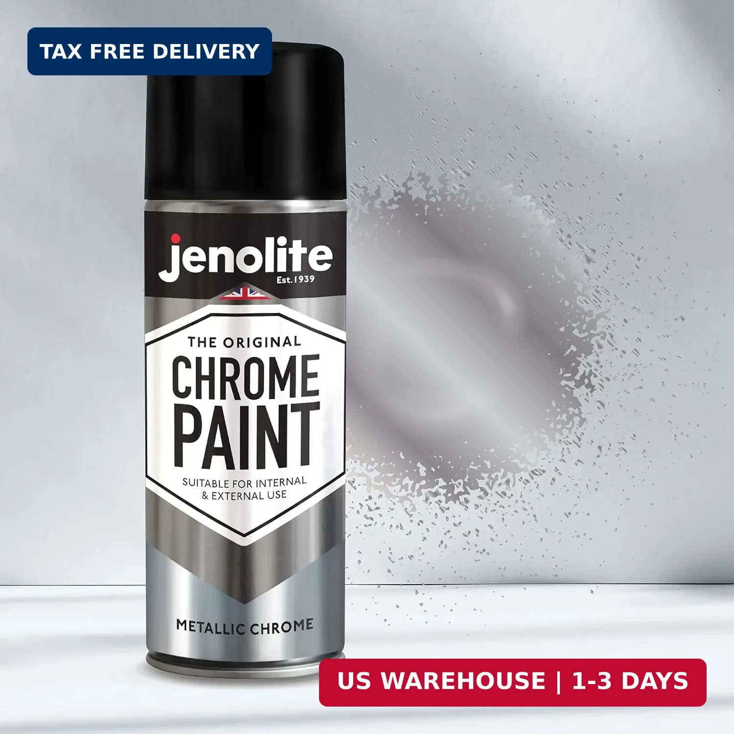JENOLITE Chrome Spray Paint – Smooth Chrome Finish – Multi Surface Paint for Met
