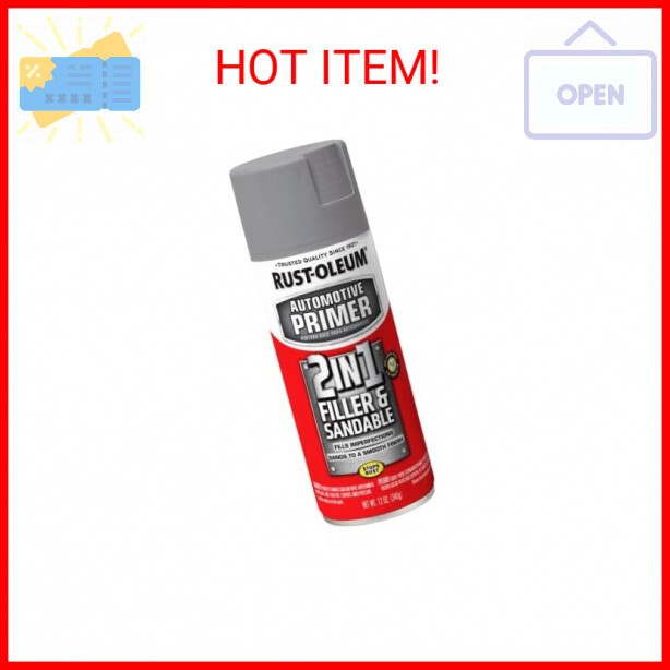 Rust-Oleum 260510 Automotive 2-in-1 Filler & Sandable Primer, 12 Ounce (Pack of