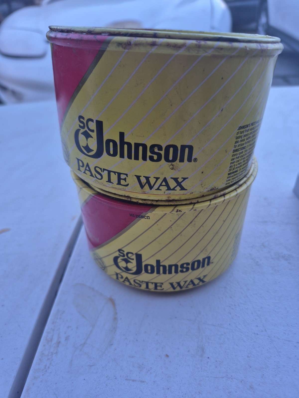 2 JOHNSON PASTE WAX 1lb Cans 1988 Vintage Discontinued Partially Full