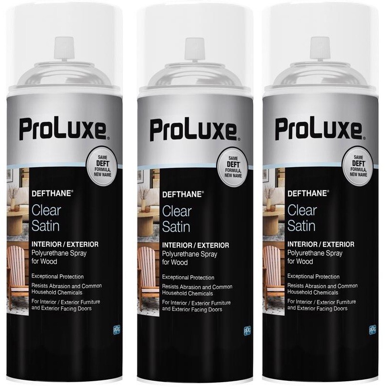 3~ Deft Proluxe Defthane Polyurethane Spray CLEAR SATIN 11.5oz Oil-Based PLX025S