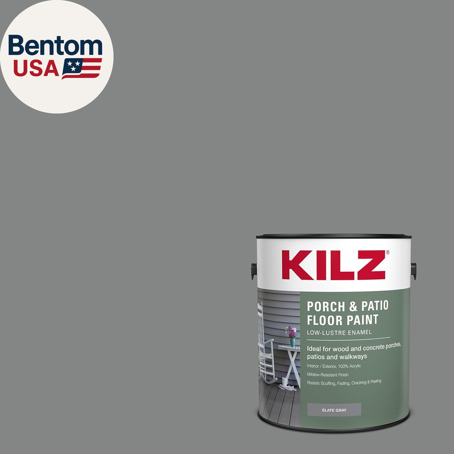 Low-Lustre Enamel Porch & Patio Latex Floor Paint, Interior/Exterior, Slate Gray