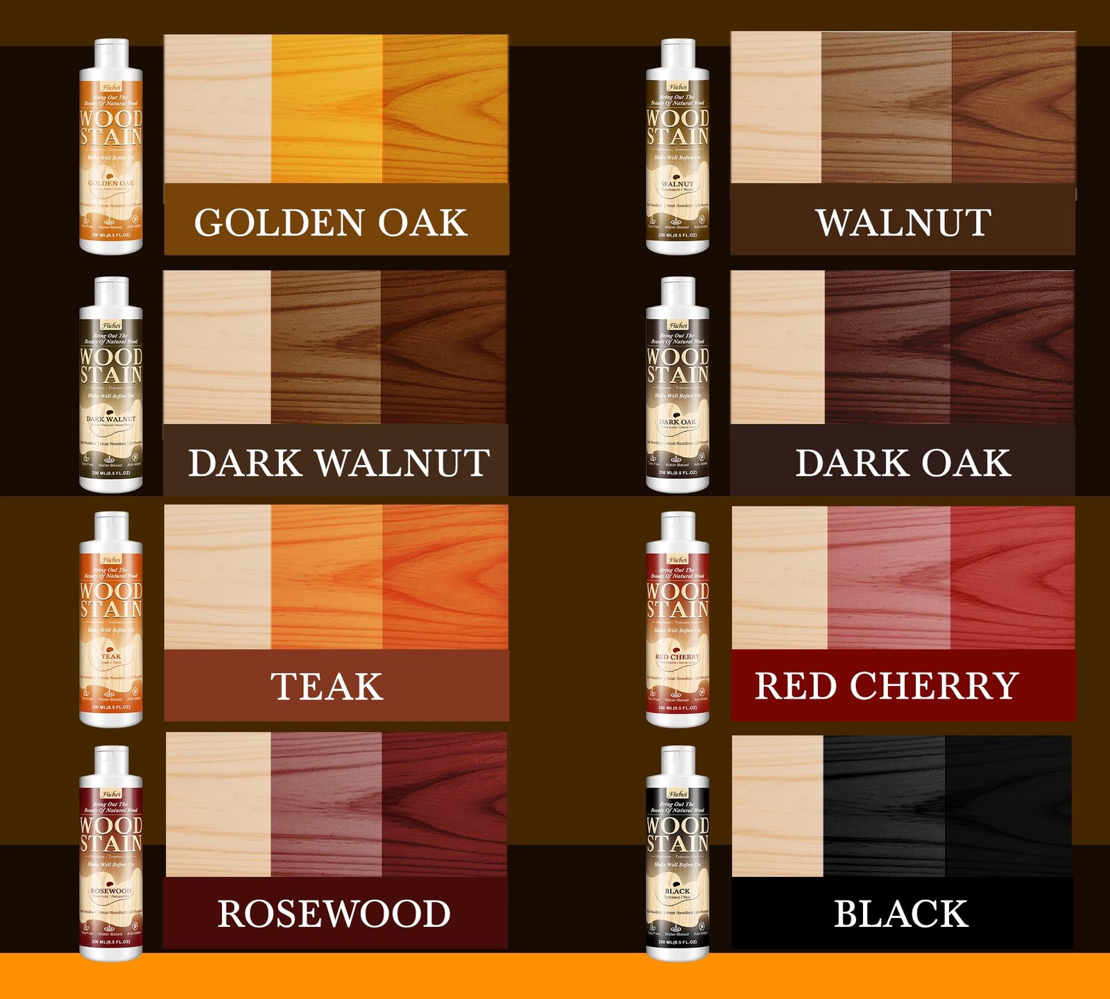 Wood Stain 8.5oz – Golden Oak | Water Based Furniture Stain & Wood Varnish fo…