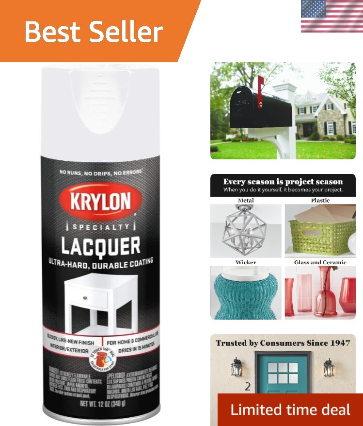 12 oz Glossy White Lacquer Spray Paint – Perfect for Interior and Exterior Use
