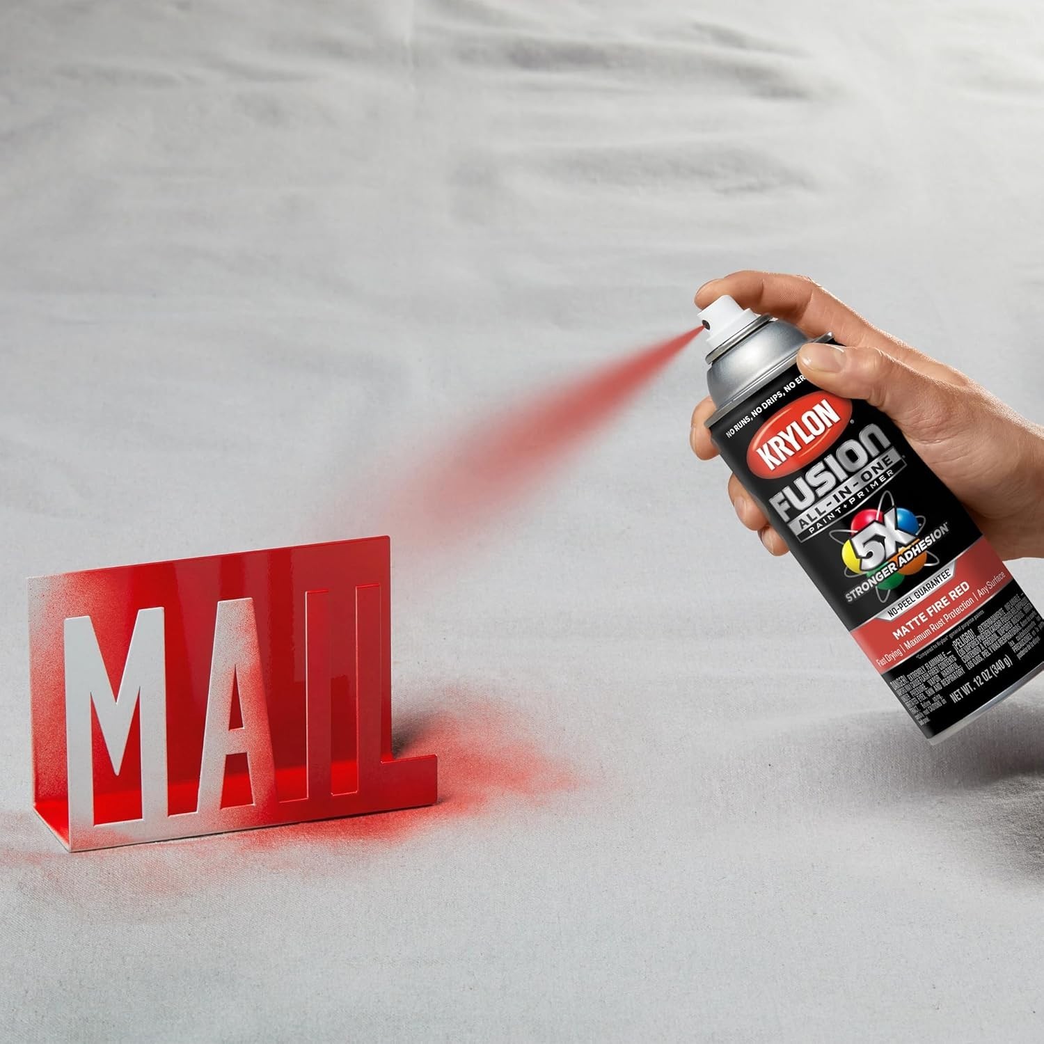 Versatile 12 oz Indoor/Outdoor Adhesive Spray Paint – Fire Red & Rust Resistant