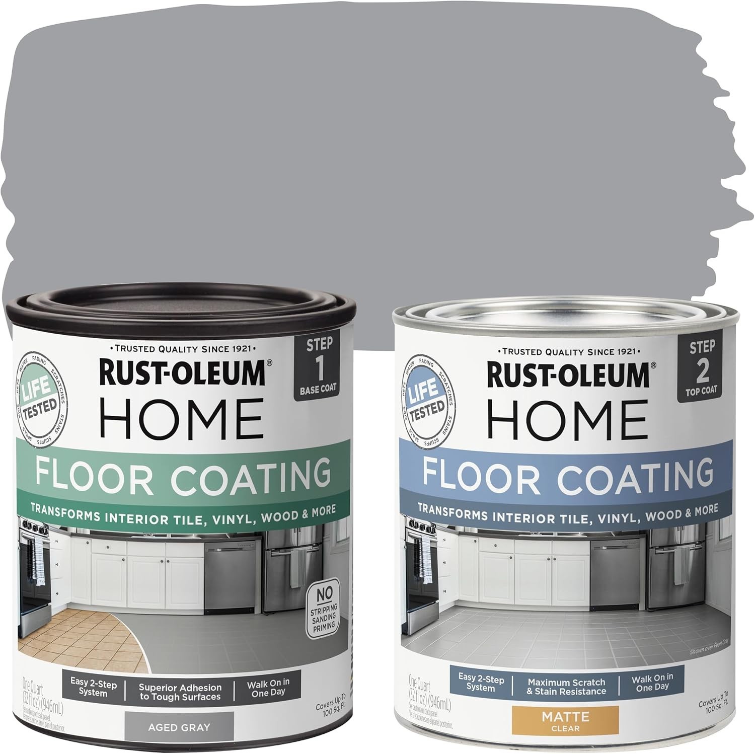 Home Interior Floor Coating Kit, Matte Aged Gray