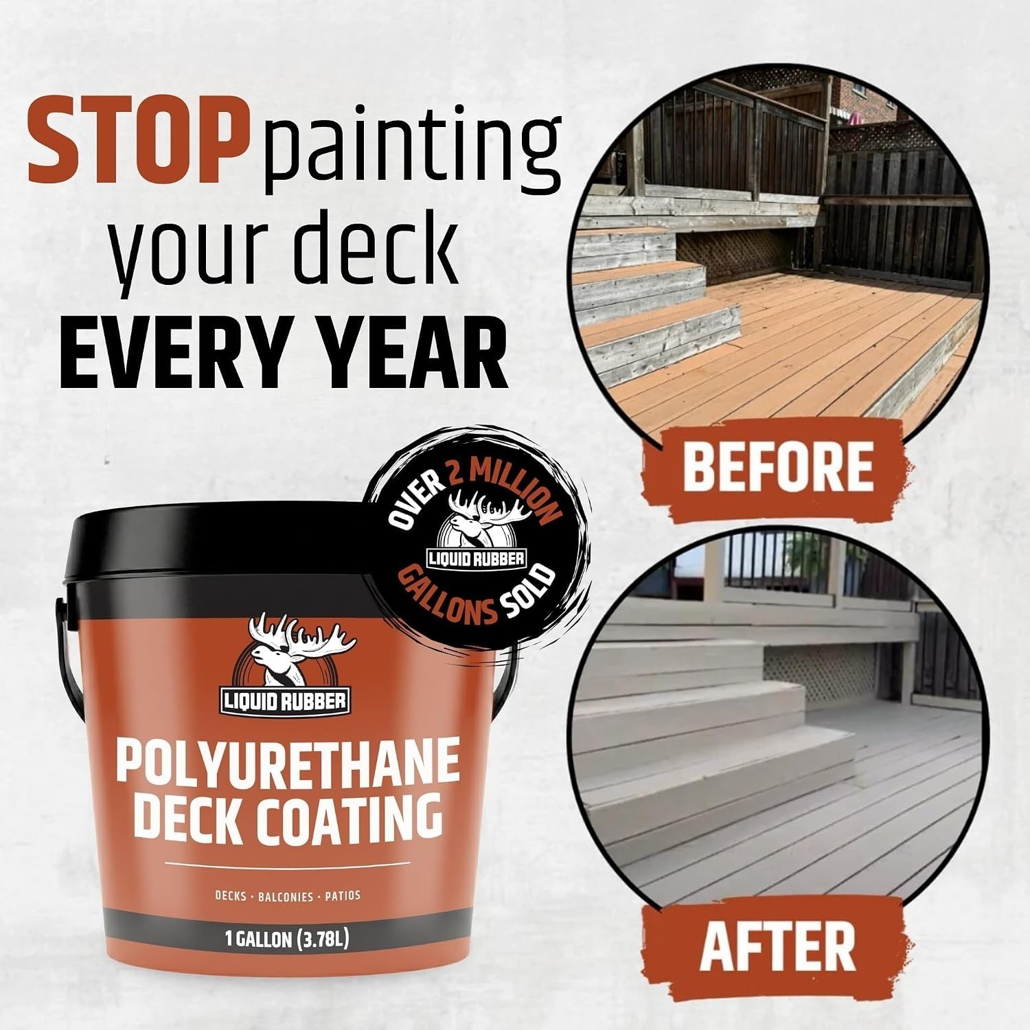 Textured Polyurethane Deck Coating – 10X Stronger Than Paint Stain – Waterproof