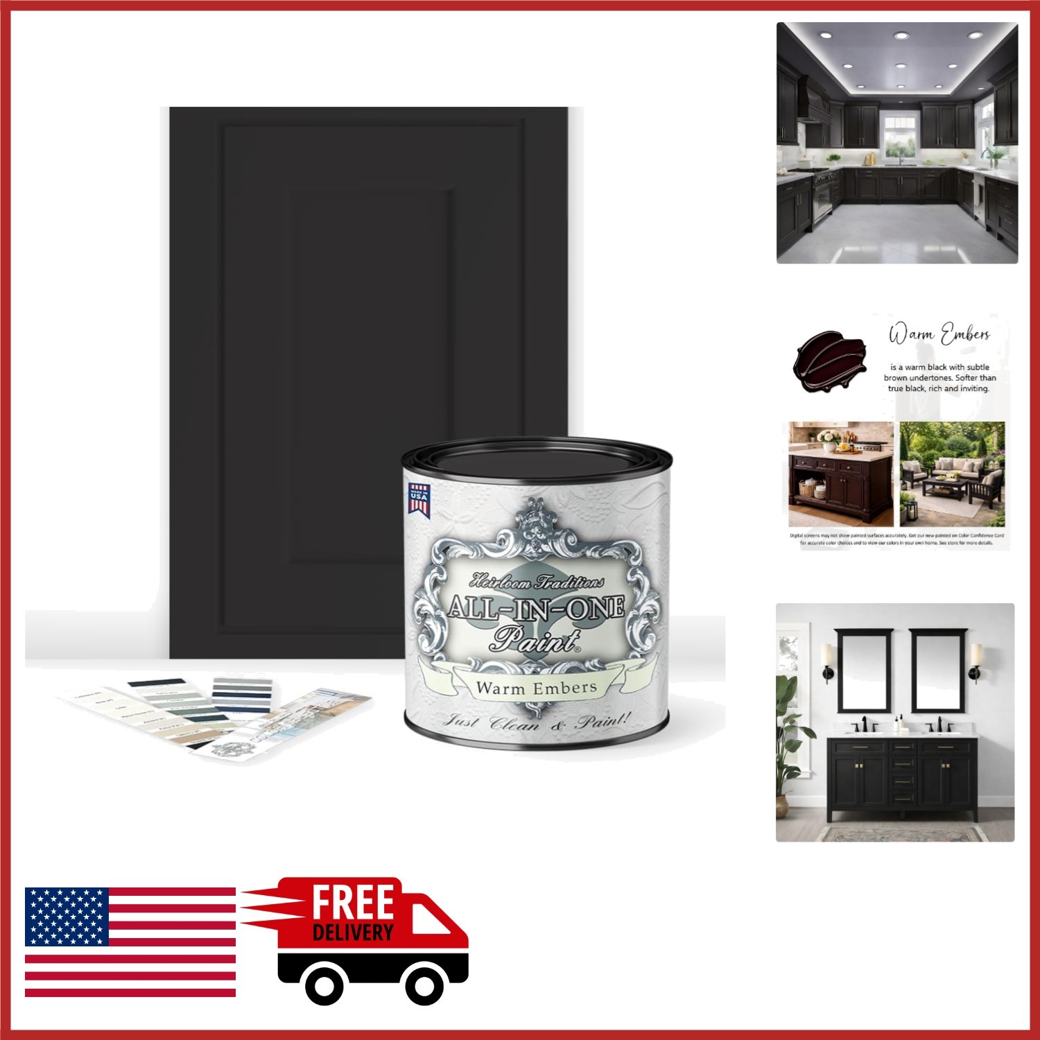 Warm Embers Cabinet Paint Quart Fast-Drying No Priming Required for Furniture