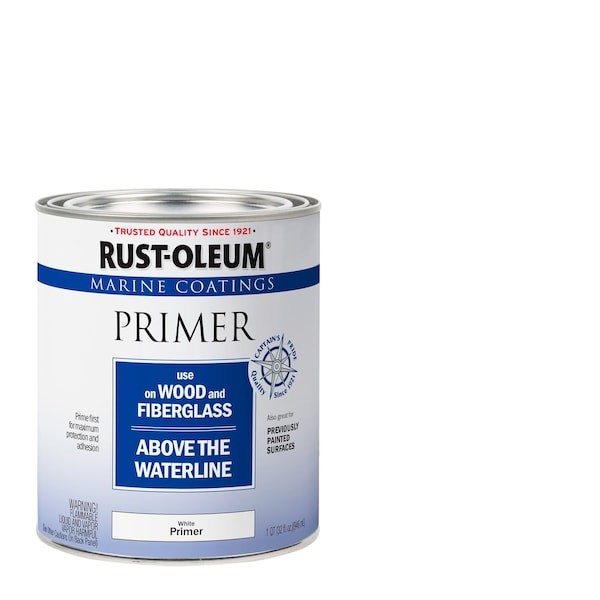 Rust-Oleum 207014 Marine Coatings Wood And Fiberglass Primer, Flat, White, 1
