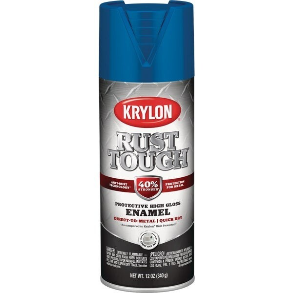 6-Krylon Rust Tough 12 Oz. Gloss Alkyd Enamel Spray Paint, Blue K09225008