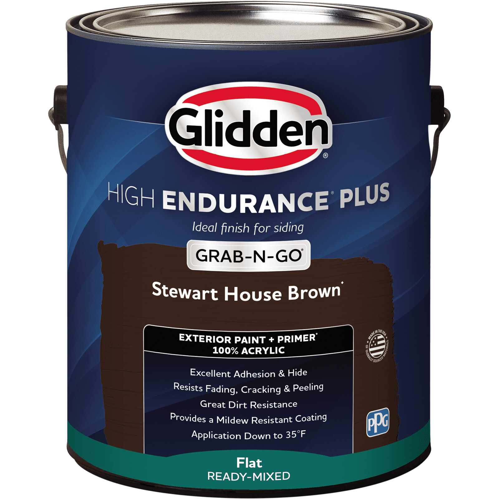 HEP Exterior Paint + Primer Flat Stewart House Brown 1 Gallon Resists Fading