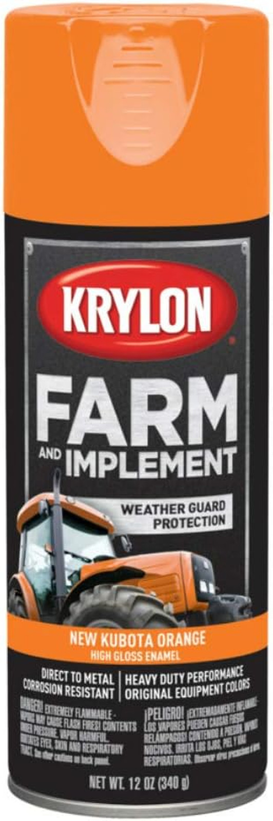 K01954008 Farm & Implement Spray Paint, High Gloss, New Kubota Orange, 12 Oz(340