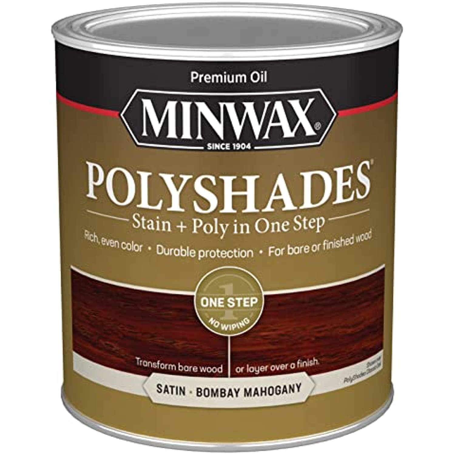 Minwax PolyShades Wood Stain + Polyurethane Finish � Quart, Bombay Mahogany,