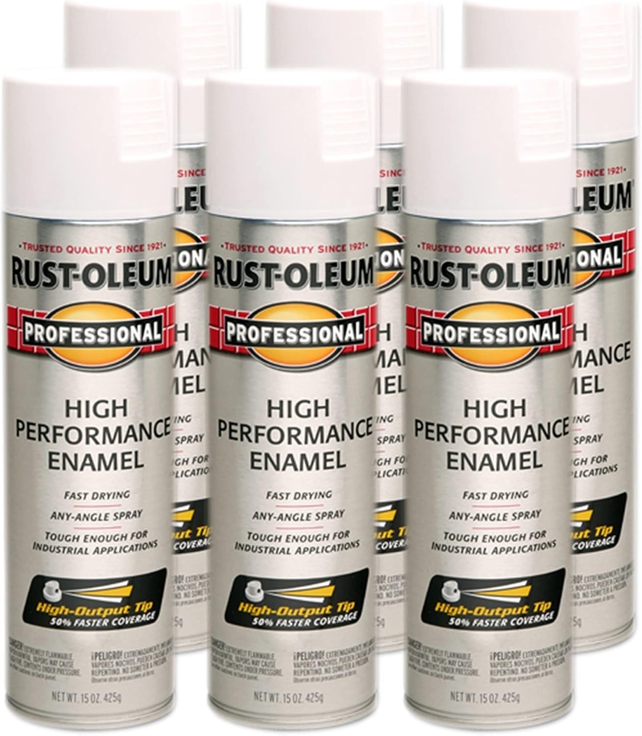 Rust-Oleum Professional High Performance Enamel Spray Paint 15 Oz 6Pk Semi-Gloss