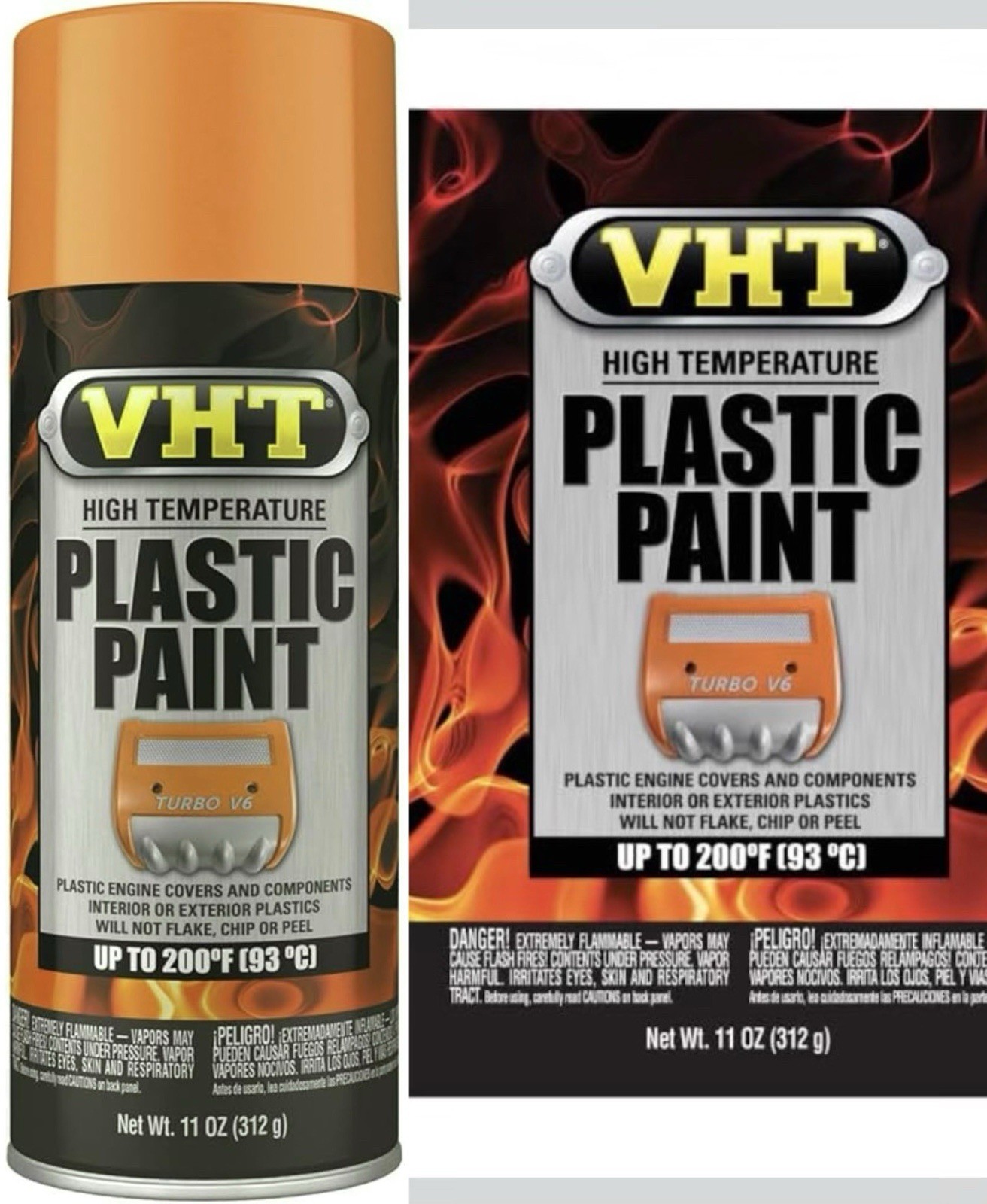 Gloss Orange High Temperature Plastic Paint 200F No Peel Air Intake Shroud Spray