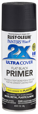 Rust-Oleum 249846 Painter’s Touch 2X Spray Primer, Flat Black, 12-oz. – Quantity