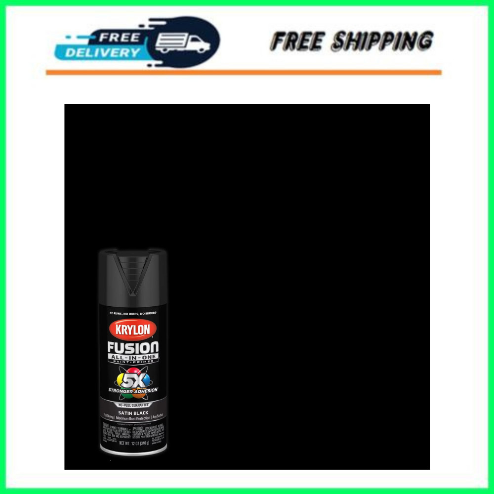 Krylon Fusion All-In-One Black Satin 12 oz. Spray Paint, Multi-Surface