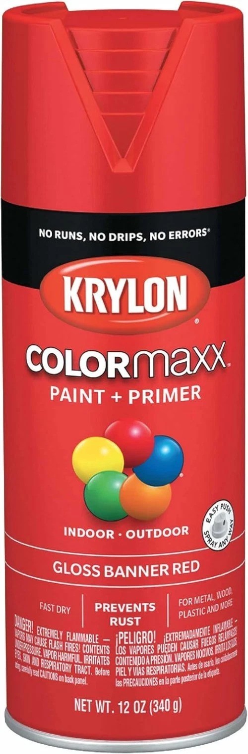 Fast Drying Spray Paint 12 Ounce Gloss Red Rust Protection for Various Surfaces