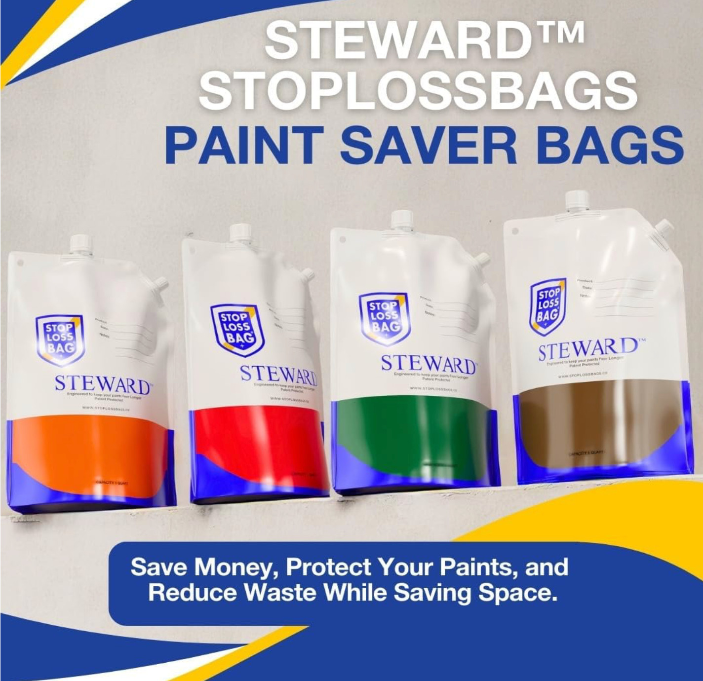 STEWARD – Stop Loss Paint Saving Bags – 8 Bag Complete Paint Storage Kit