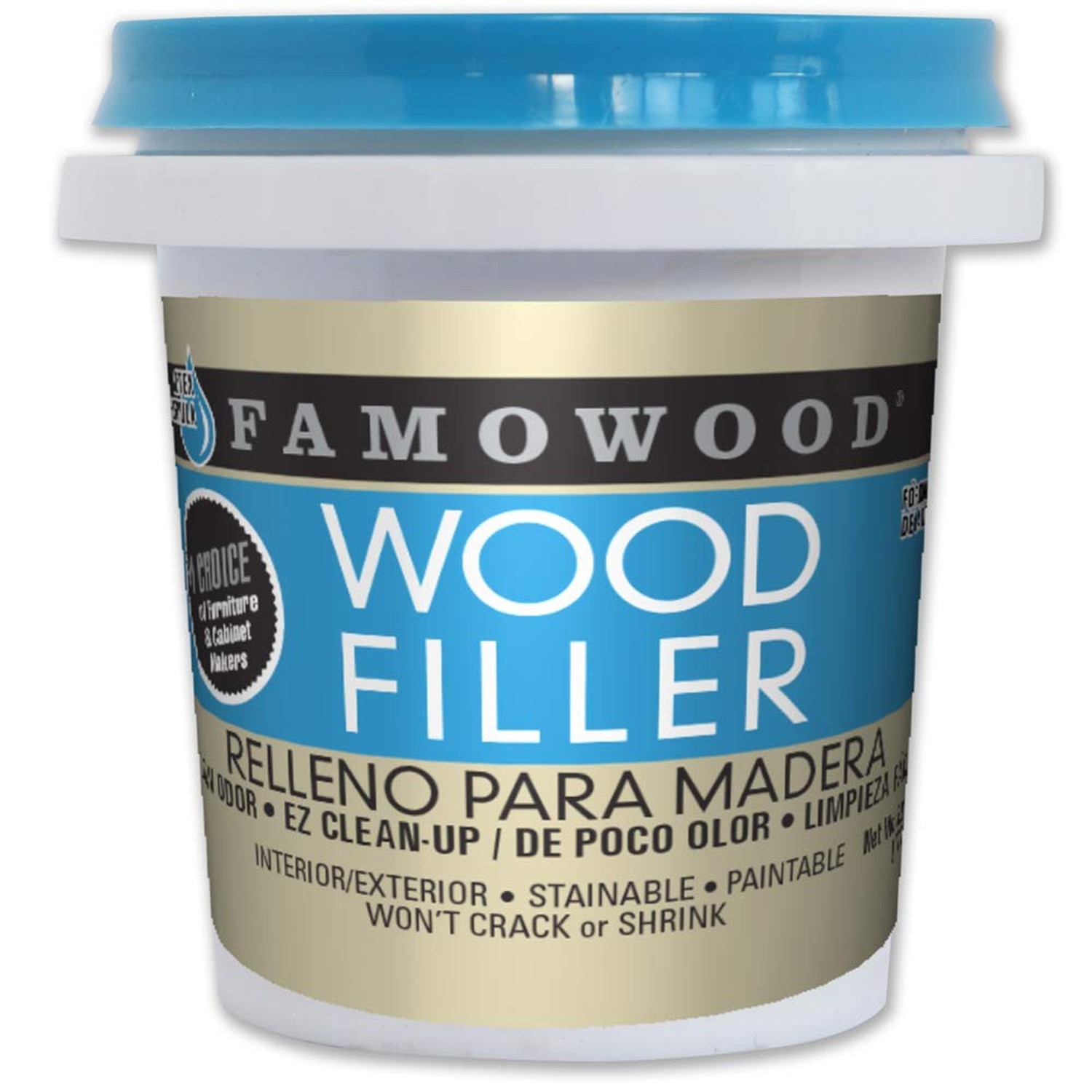 FamoWood 40042142 Latex Wood Filler – 1/4 Pint, Walnut