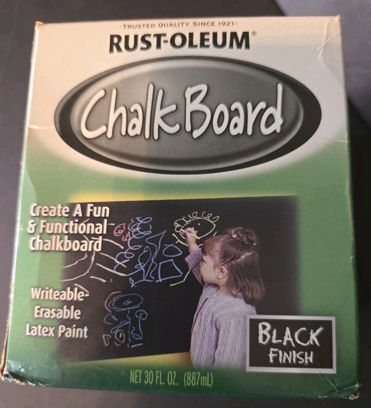Rust-Oleum Chalkboard Paint 206540 Chalkboard Brush-On Black 30 Oz Latex NIB *