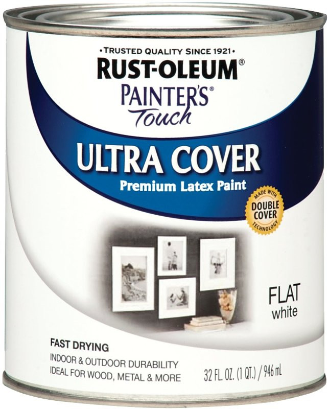 Rust-Oleum 1990502 Painter’s Touch Latex Paint, Quart, Flat White