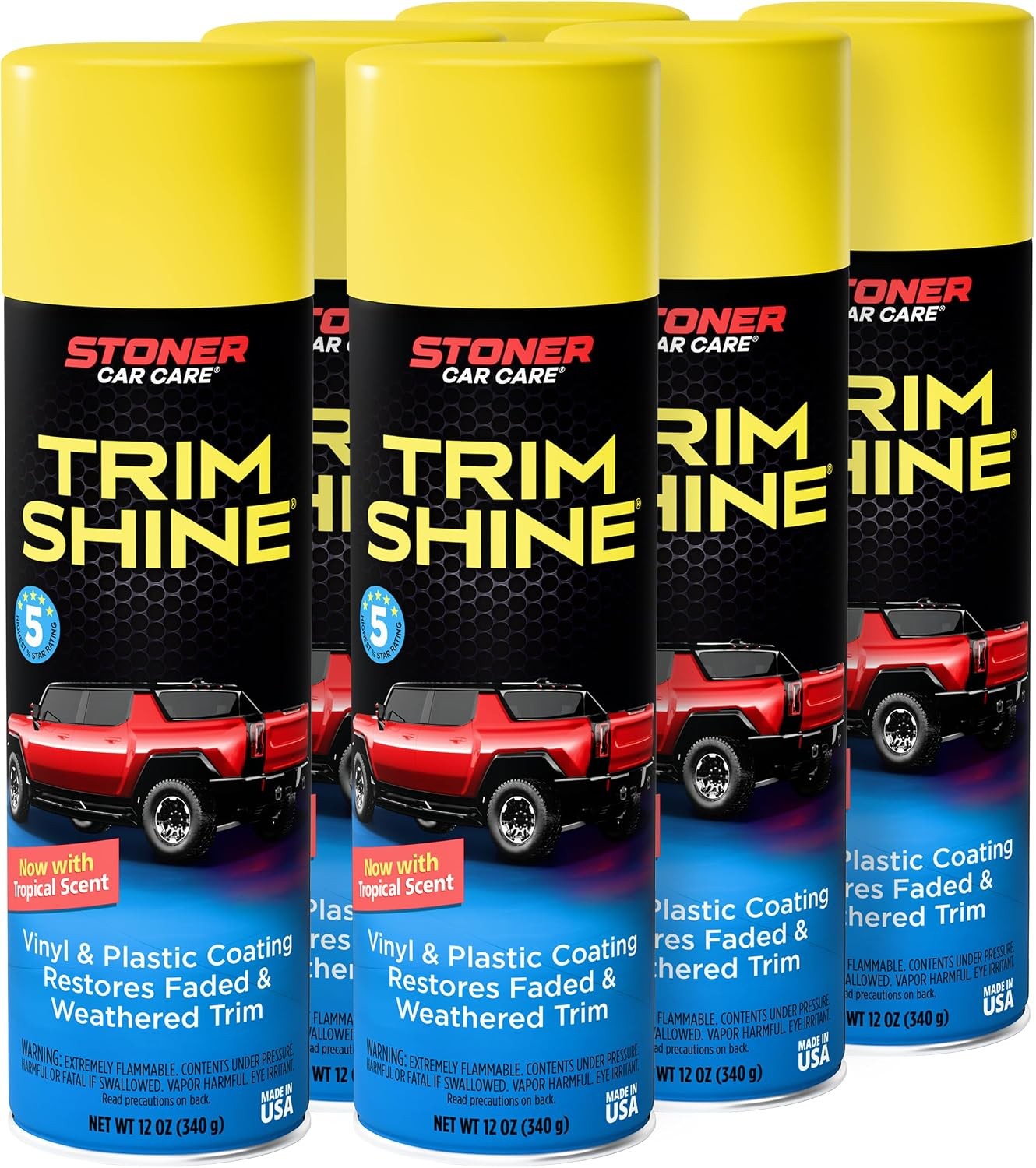 Stoner Trim Shine 12oz 6-Pack Black Plastic Restorer No Sling Fast Dry