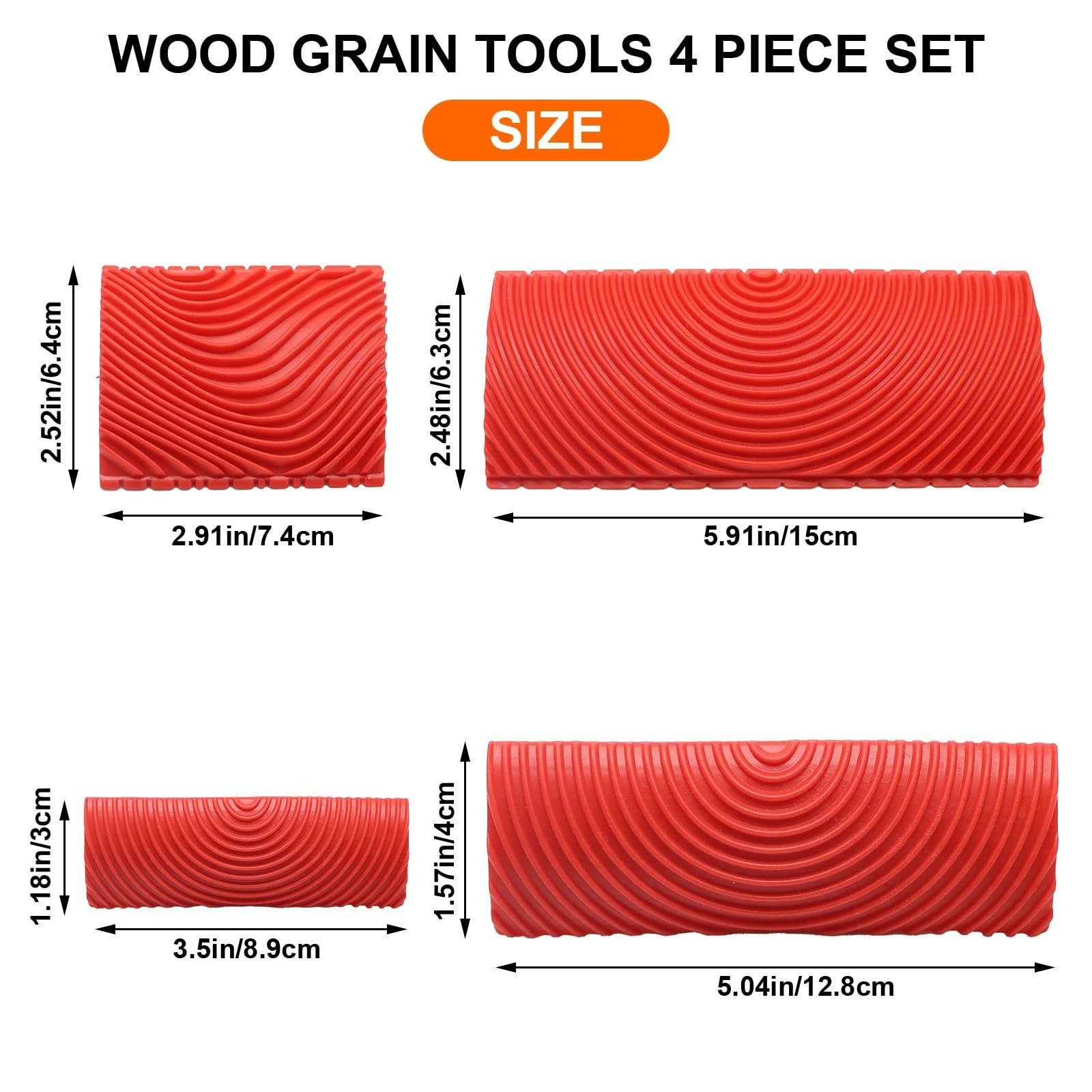 Wood Graining Tool Set – 4 Pieces Decorative Wood Grain Brushes