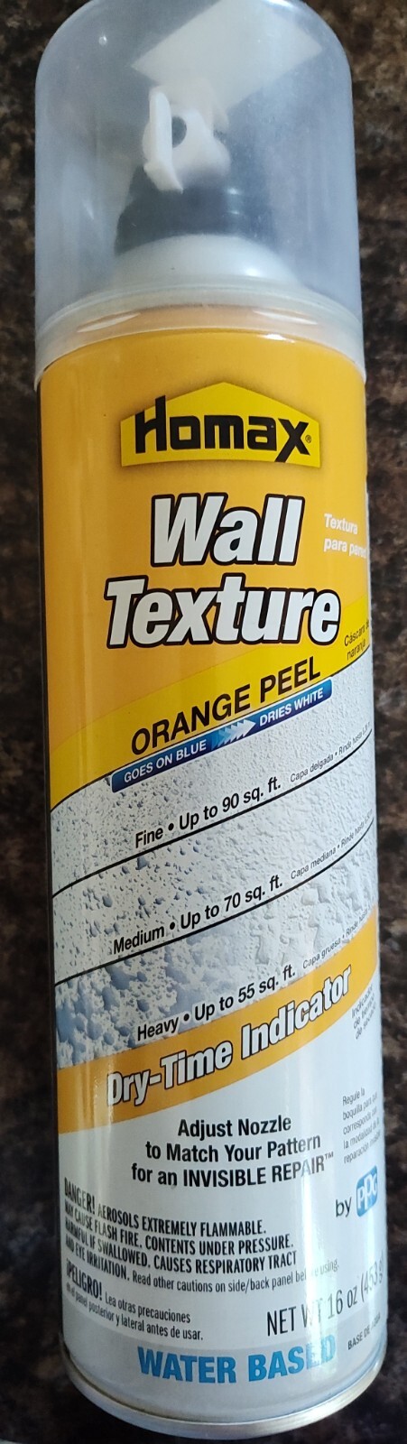 Homax 4096 Wall Textured Spray Patch, Sprays On Blue, Dries White, Orange Peel,
