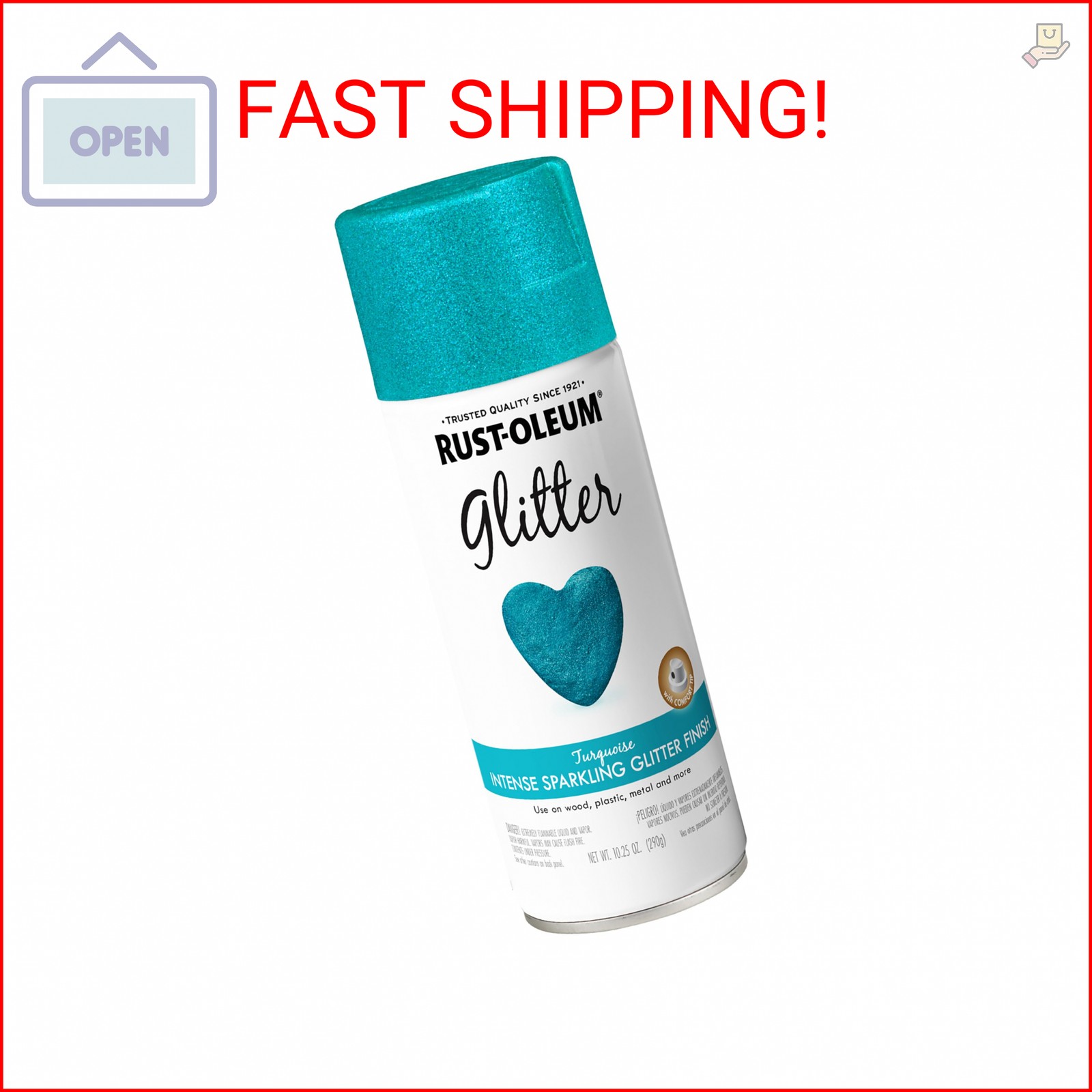 Rust-Oleum 302573 Specialty Glitter Spray Paint, 10.25 Oz, Turquoise