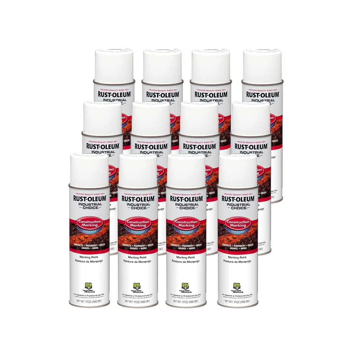 Pack Of 12 Rust-oleum 15 Ounce Fast Dry White Construction Marking Paint