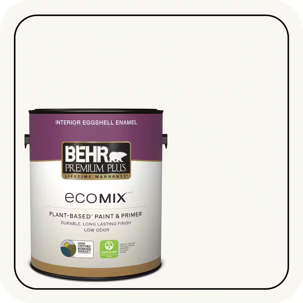 1 Gal. Ultra Pure White Eggshell Ecomix Plant-Based Interior Paint & Primer