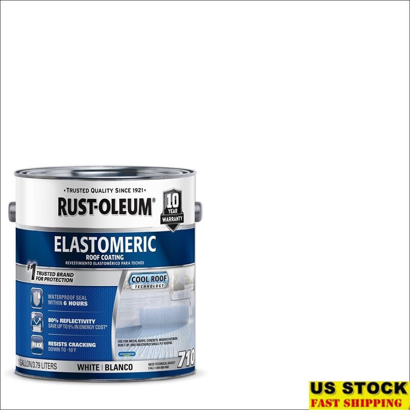 Elastomeric Roof Coating Waterproof Weatherproof Energy Efficient Metal Concrete