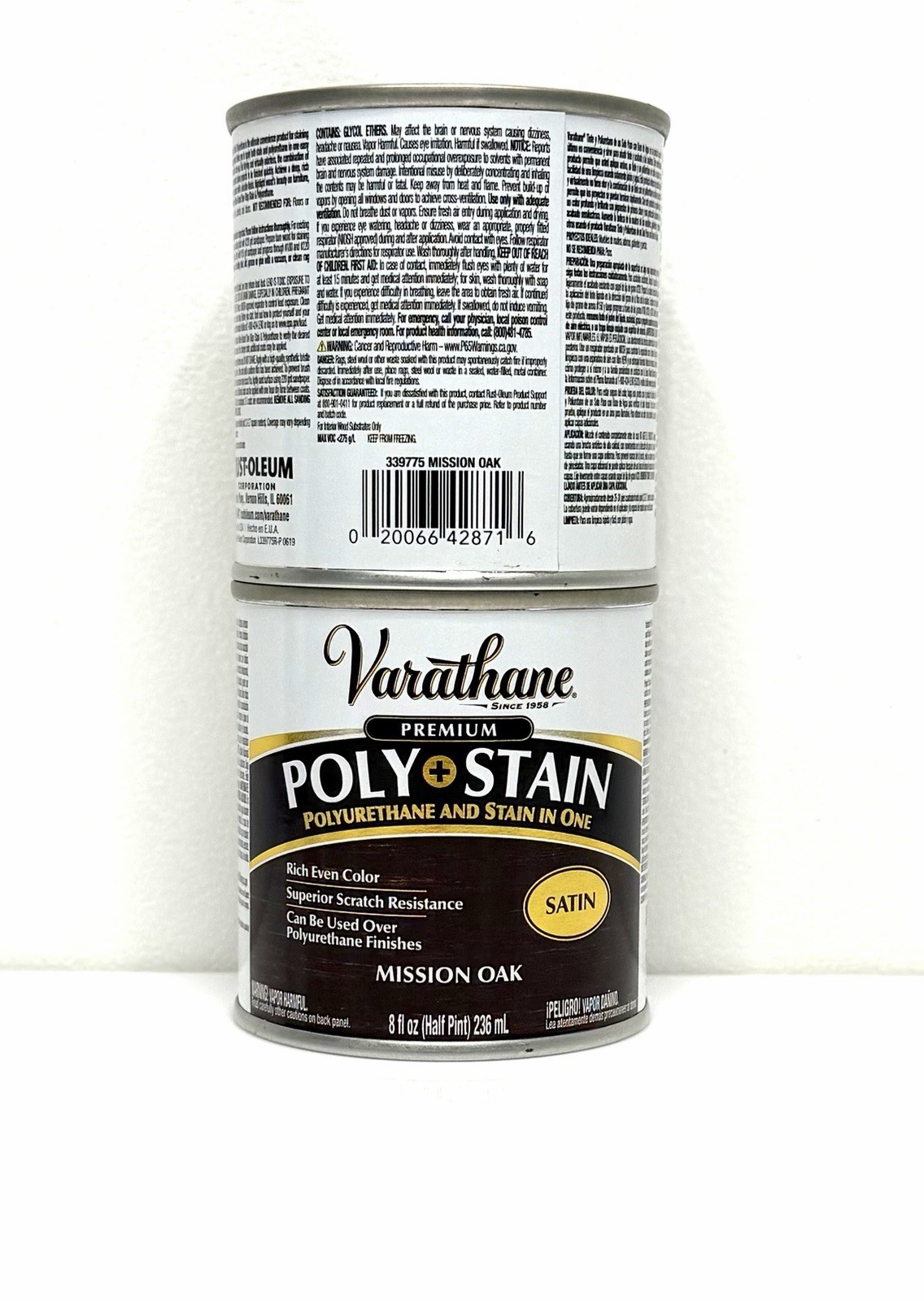 2pk Varathane Poly + Stain Satin Mission Oak 8 fl oz 2in1 Wood Finish