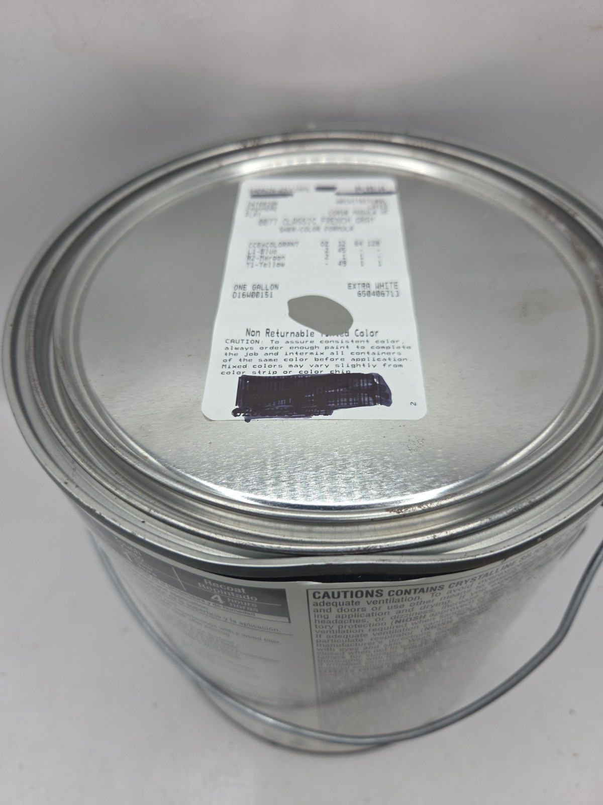 1 Gallon Sherwin Williams Cashmere Interior Flat Color 0077 Classic French Gray