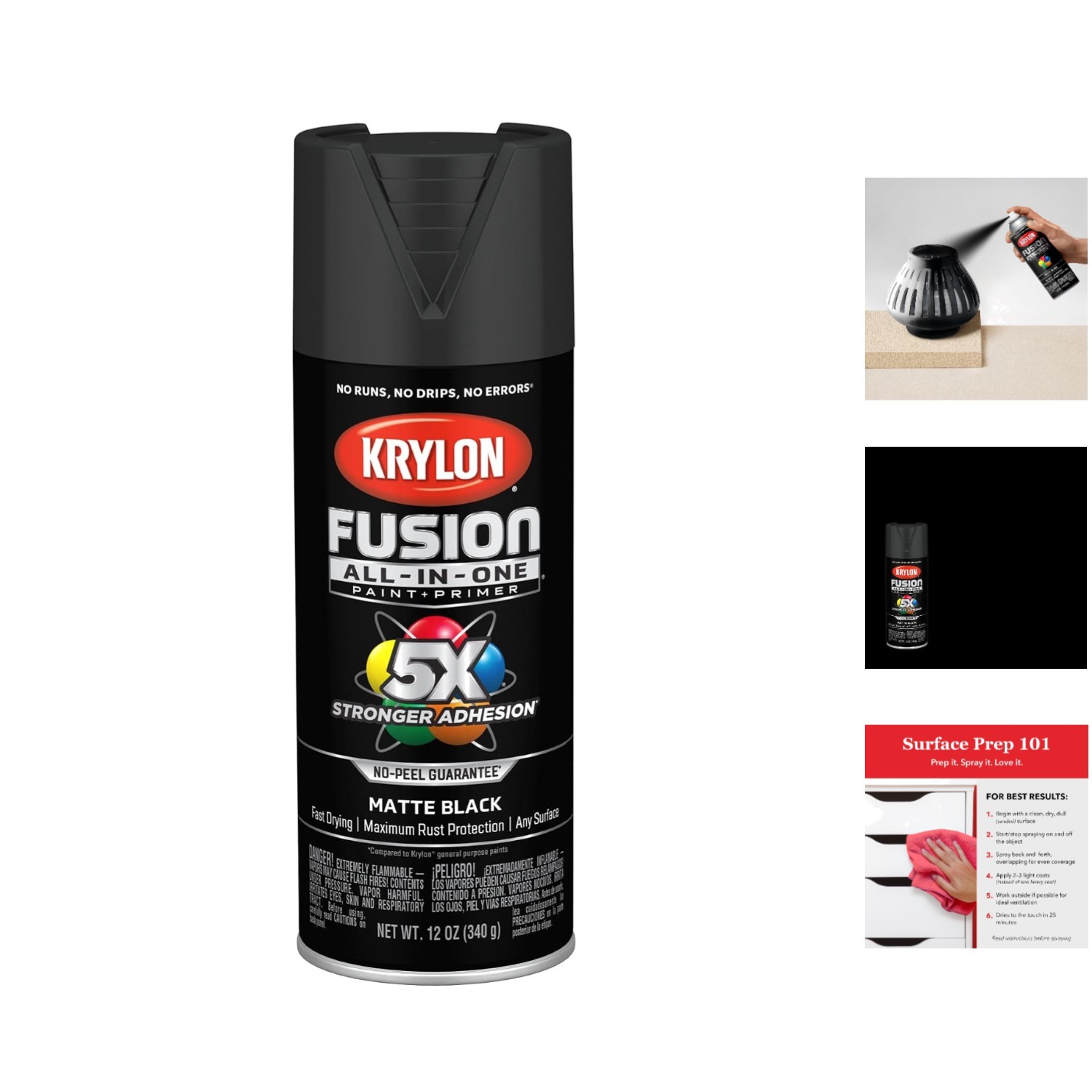 12 oz Matte Black Spray Paint – Rust Resistant for Indoor & Outdoor Projects
