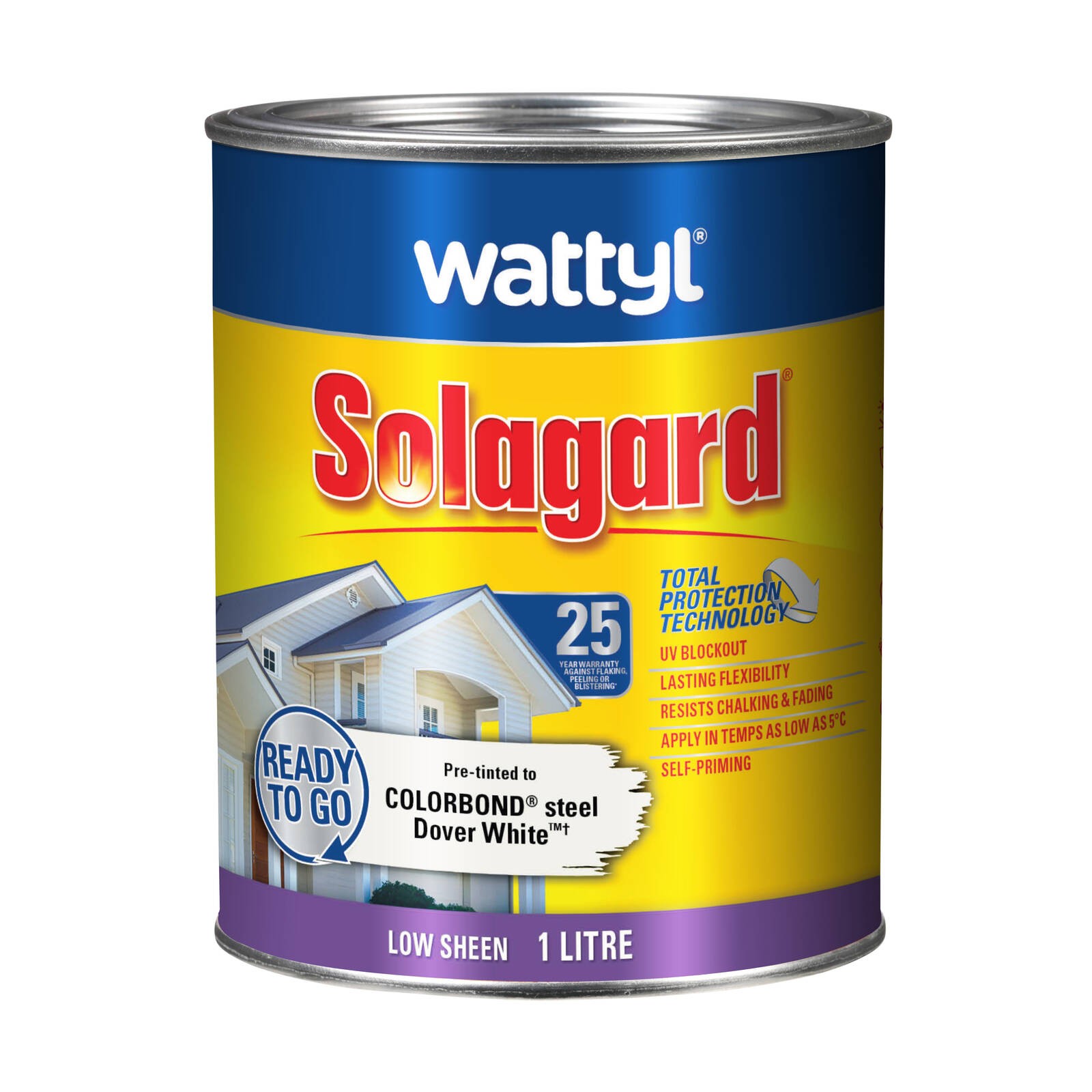 Wattyl 1L Dover White Low Sheen Pre-tinted Solagard Exterior Paint
