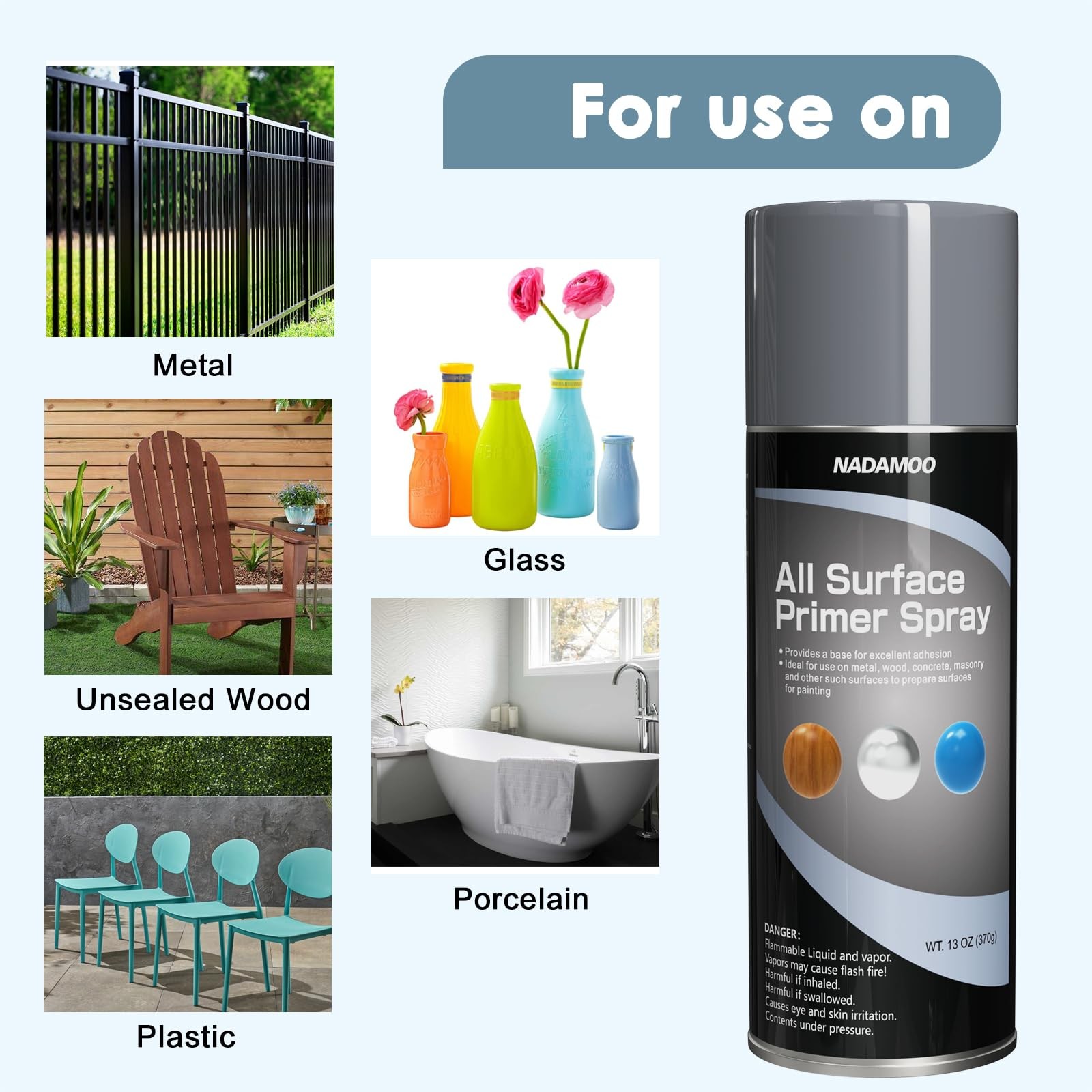 All Surface Primer Spray One-Part Epoxy Primer Matte Gray 4 Cans Enhance