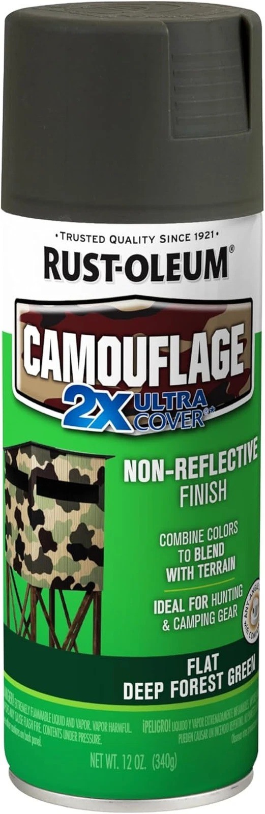 279175 Camouflage 2X Ultra Cover Spray Paint, 12 Oz, Deep Forest Green