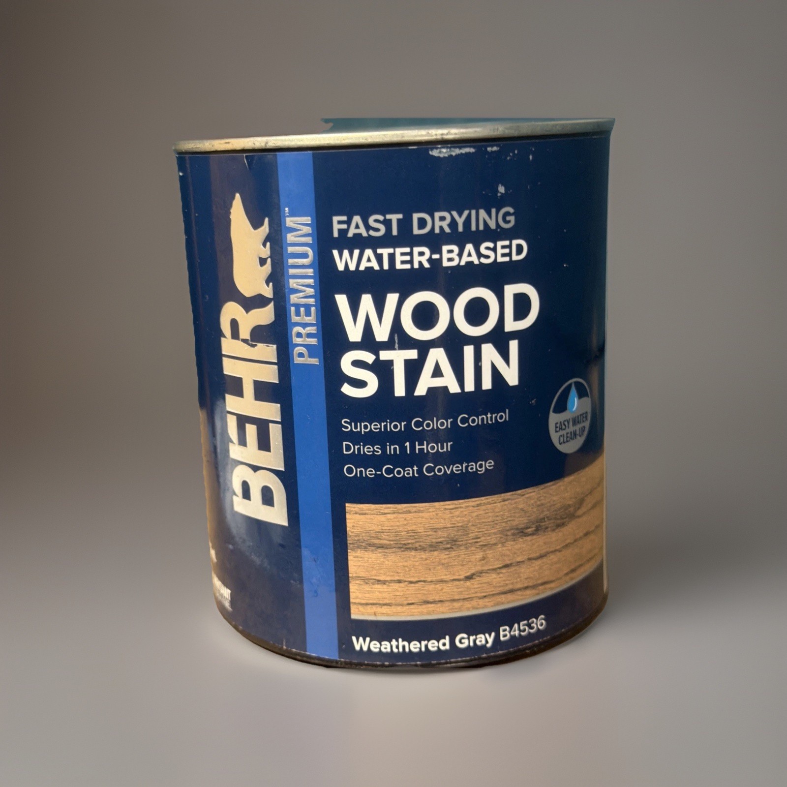 One Quart Behr Premium Fast Drying Water-based Wood Stain Weathered Gray B4536