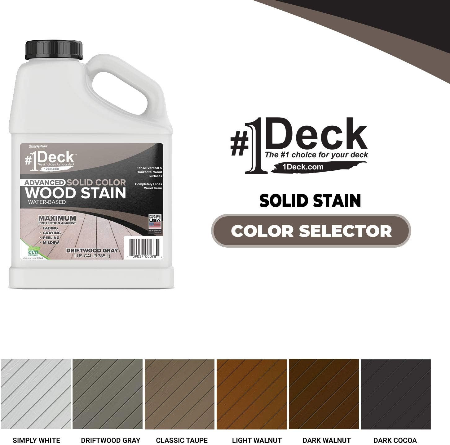 #1 Deck Premium Advanced Solid Color Outdoor Wood Stain and Sealer in One – Wate