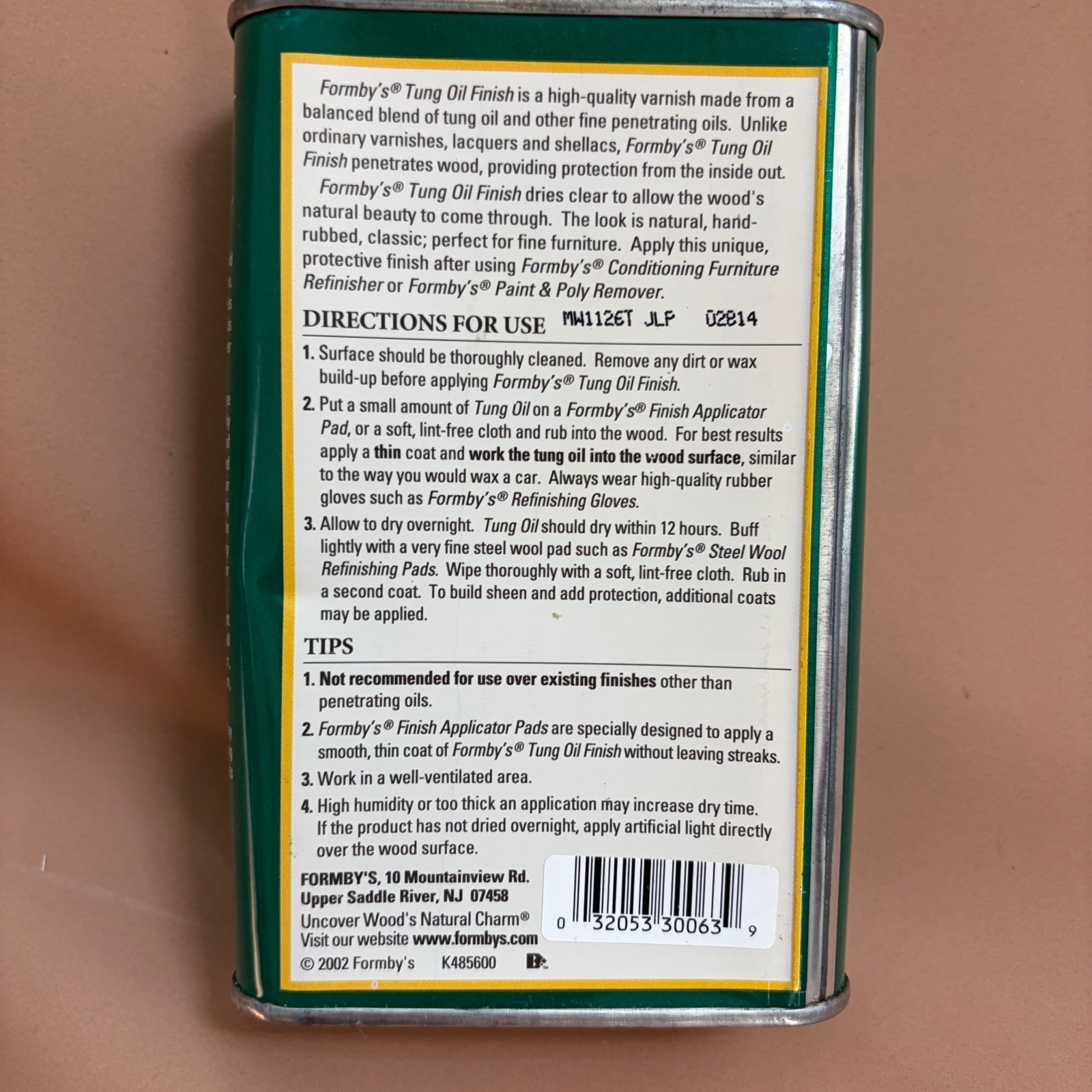 Formbys Traditional Tung Oil Finish High Gloss Varnish 16oz Partial Vintage 2002