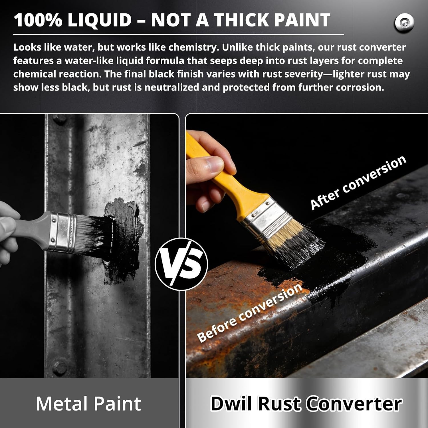 Black Rust Converter Metal Paint & Primer Anti Rust Prevention Coating 16oz New