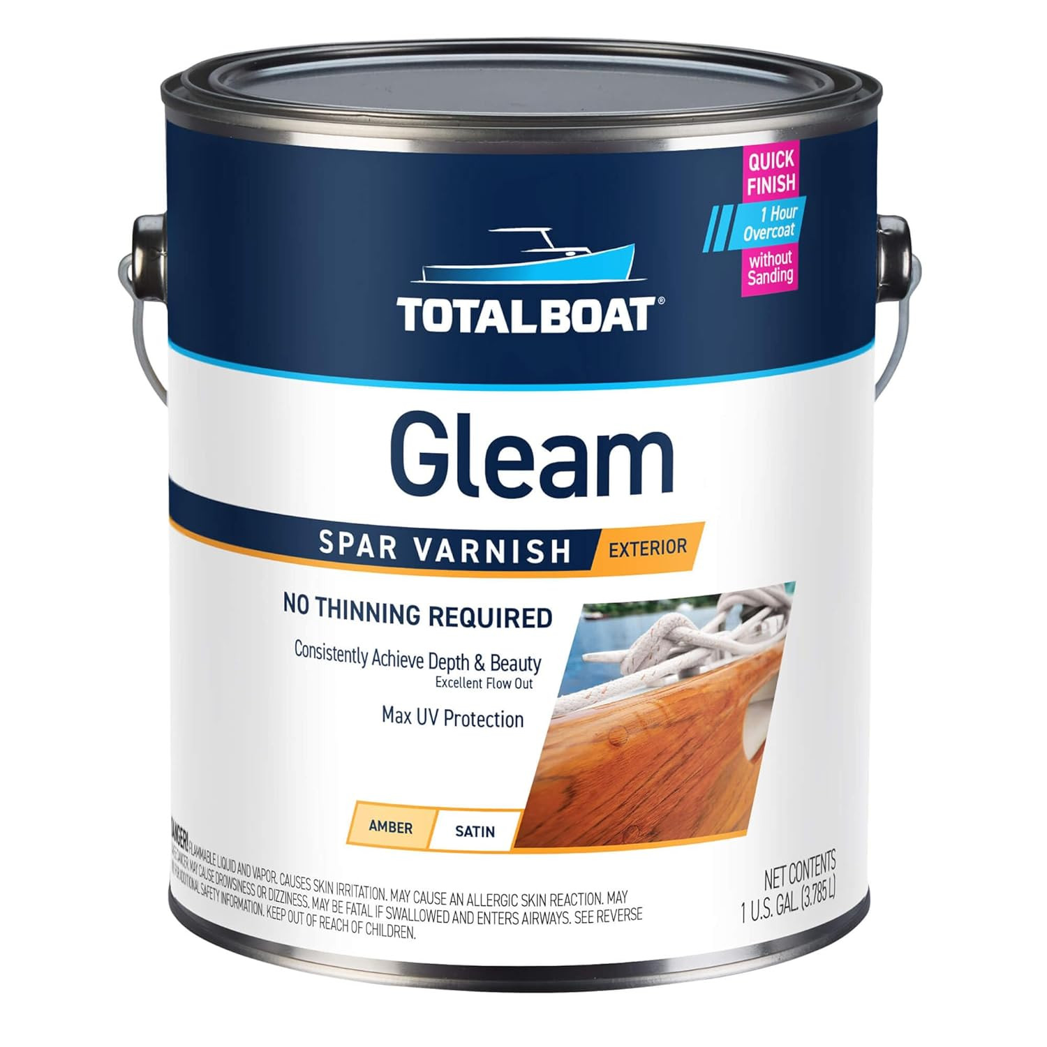 TotalBoat Gleam Marine Spar Varnish Satin Polyurethane Gallon Wood Finish