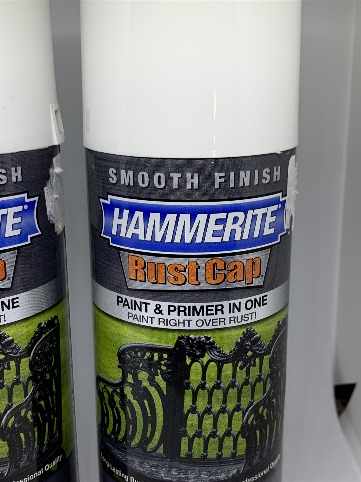 2 Hammerite Rust Cap Smooth White Finish w/Kilz 12 oz. Paint & Primer Spray Cans