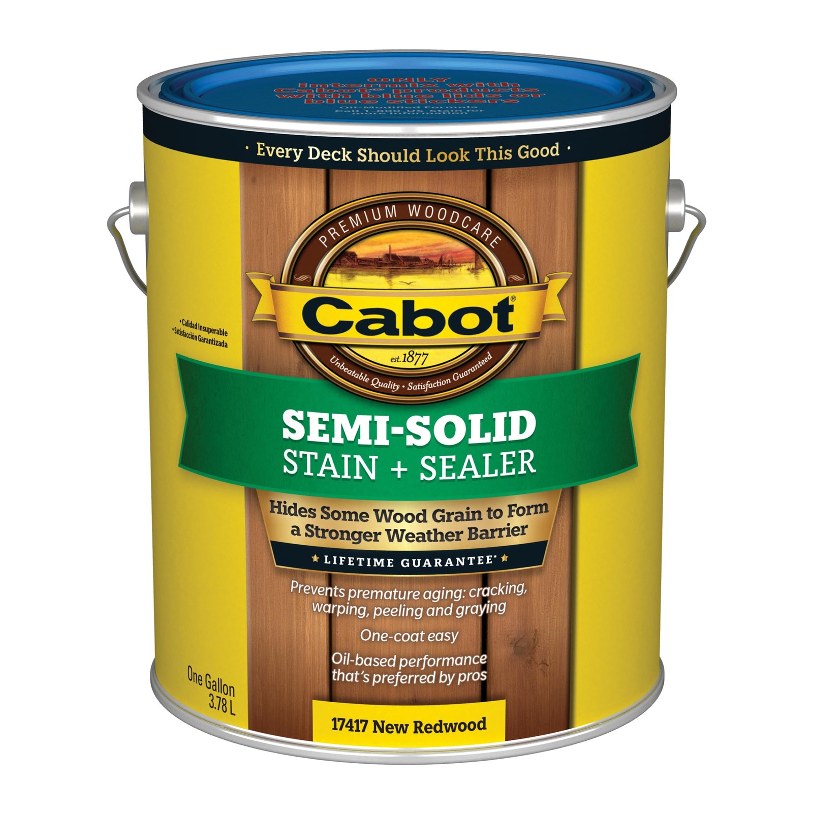Cabot 140.0017417.007 Semi-Solid Deck & Siding Low VOC Exterior Stain, Gallon, R