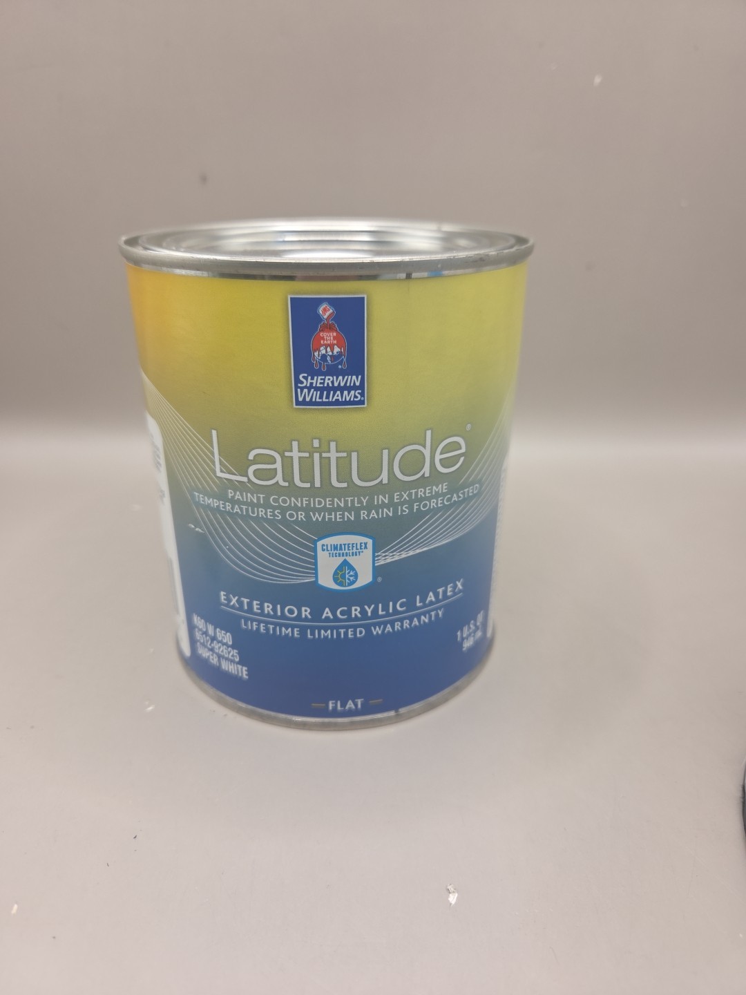 1 Qt Sherwin Williams Latitude Exterior Flat Color Super White