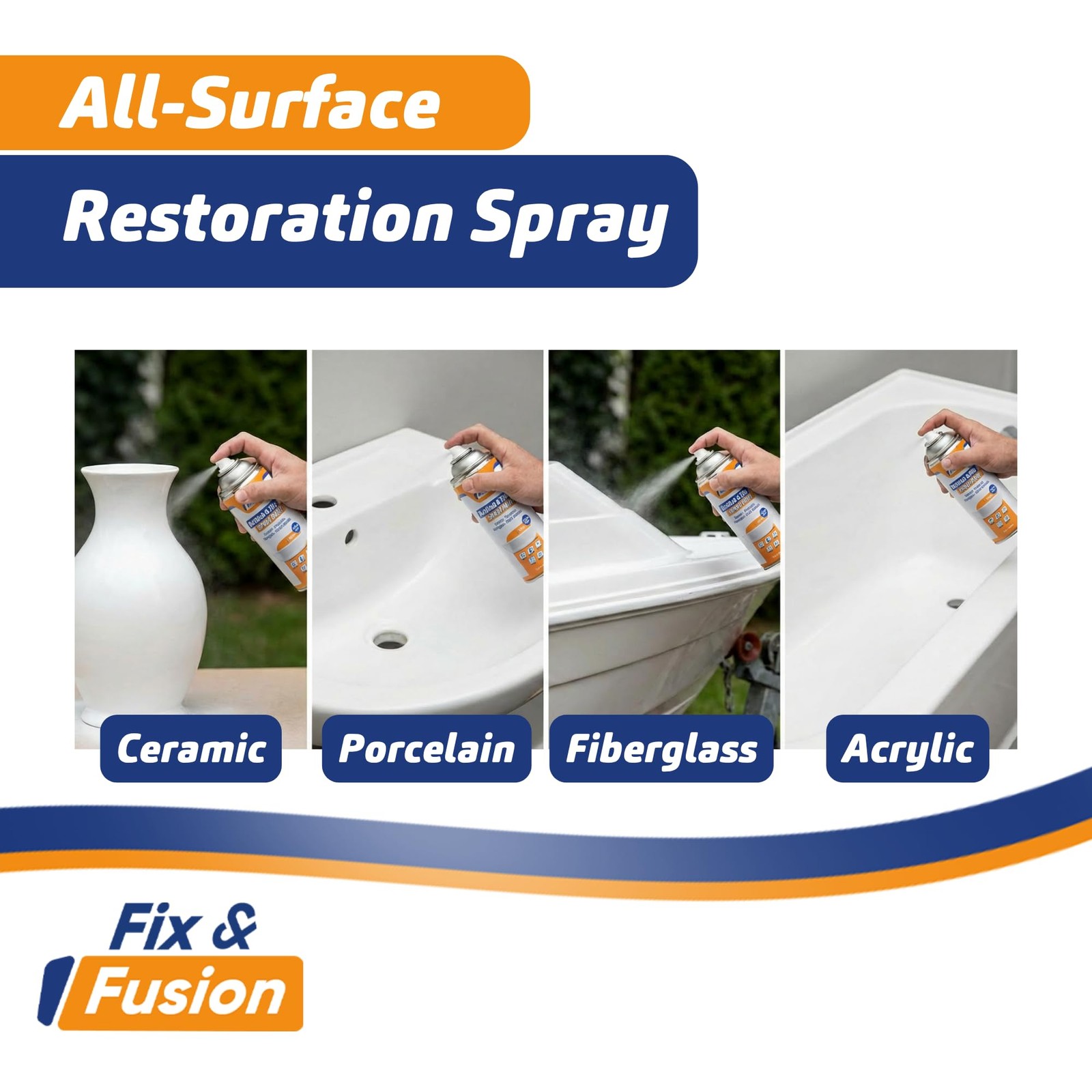 Bathtub & Tile Spray Paint, Multi-Surface Coating for Bathroom & Kitchen, Hig…