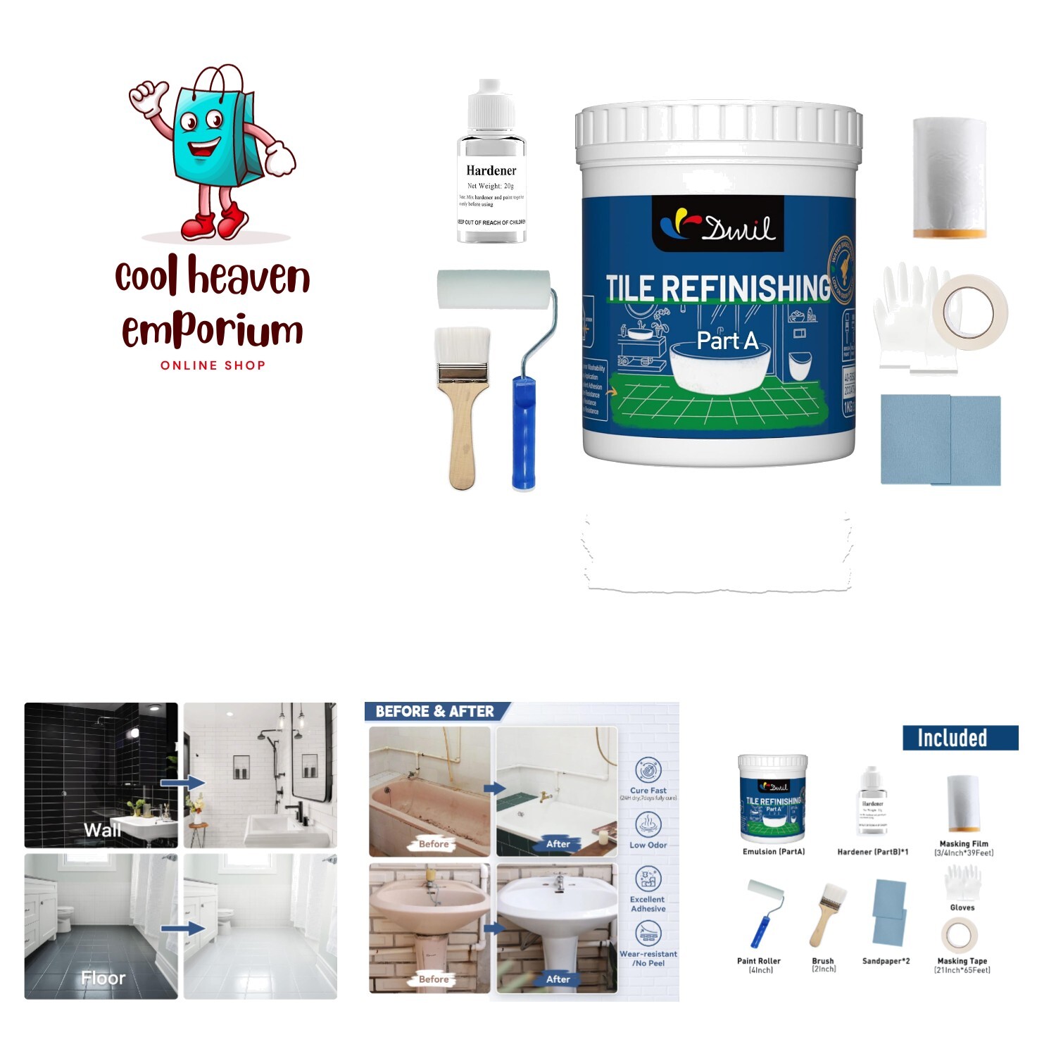 Tub Paint Tub and Tile Refinishing Kit – Water Based&Low Odor Bathtub Paint W…
